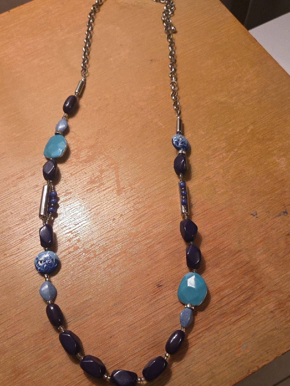 Silver and blues necklace
